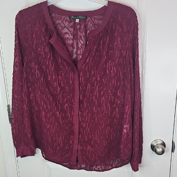 Rose & Olive Tops - Rose & Olive Burgundy Textured Blouse
